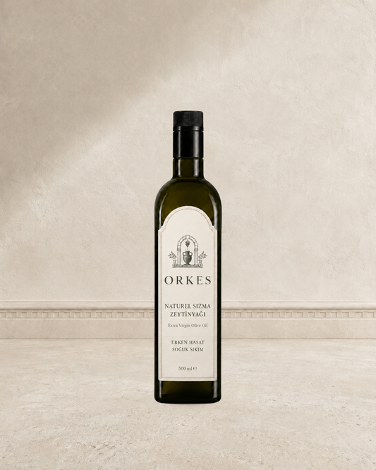 ORKES Filtresiz Natürel Sızma Zeytinyağı 500 ml cam şişe